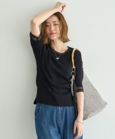 YECCA VECCA シアーMIX5分袖ニット
