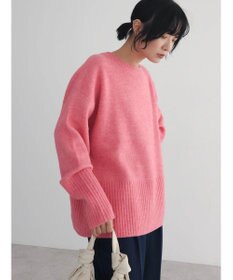 Green Parks ｆｕｗａっとメランジ袖リブ長めニットプルオーバー