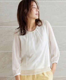 Tiaclasse L 【洗える】ドビーシフォンパールブラウス