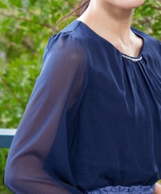 Tiaclasse L 【洗える】ドビーシフォンパールブラウス