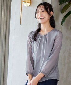 Tiaclasse L 【洗える】ドビーシフォンパールブラウス