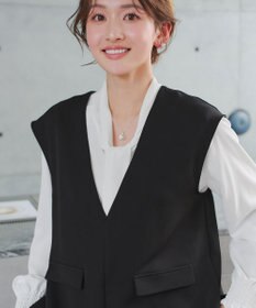 Tiaclasse 【ブラウス&ベスト&パンツ3点セット】リボンタイブラウス＋ベスト付き 3点セットアップ