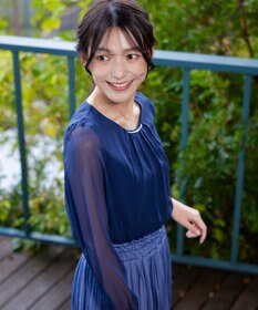 Tiaclasse L 【洗える】ドビーシフォンパールブラウス