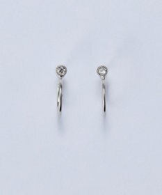 Phoebe 【金属アレルギー対応】ポイントビジューフープピアス/ニッケルフリー シルバー