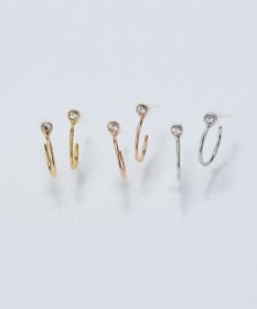 Phoebe 【金属アレルギー対応】ポイントビジューフープピアス/ニッケルフリー シルバー