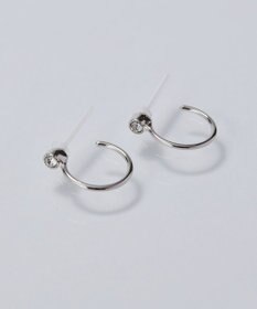 Phoebe 【金属アレルギー対応】ポイントビジューフープピアス/ニッケルフリー シルバー