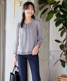 Tiaclasse L 【洗える】ドビーシフォンパールブラウス