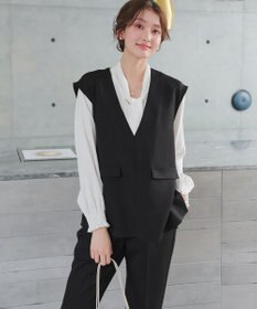 Tiaclasse 【ブラウス&ベスト&パンツ3点セット】リボンタイブラウス＋ベスト付き 3点セットアップ