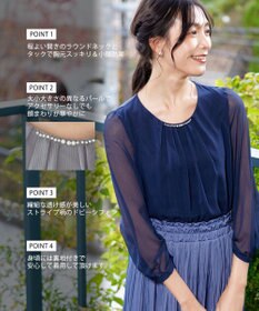 Tiaclasse L 【洗える】ドビーシフォンパールブラウス