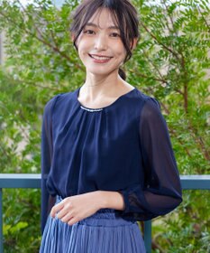 Tiaclasse L 【洗える】ドビーシフォンパールブラウス