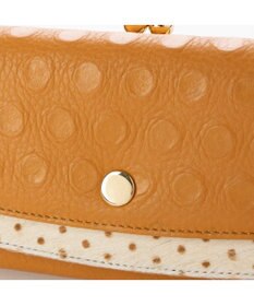 UNBILLION perche 牛革×ハラコ風ドットダブルかぶせ長財布