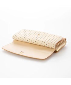 UNBILLION perche 牛革×ハラコ風ドットダブルかぶせ長財布