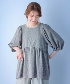 ANY 【WEB限定/洗濯機可】サッカーギャザーペプラムブラウス