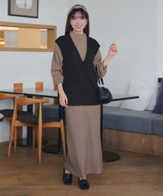 Tiaclasse 【ブラウス&ベスト&パンツ3点セット】リボンタイブラウス＋ベスト付き 3点セットアップ