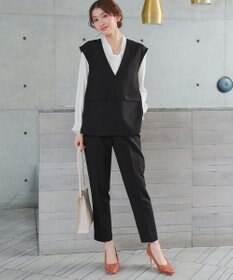 Tiaclasse 【ブラウス&ベスト&パンツ3点セット】リボンタイブラウス＋ベスト付き 3点セットアップ