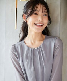 Tiaclasse L 【洗える】ドビーシフォンパールブラウス