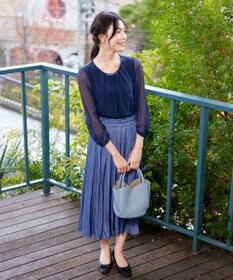 Tiaclasse L 【洗える】ドビーシフォンパールブラウス