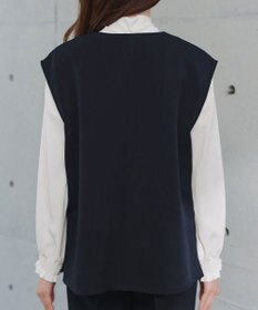 Tiaclasse 【ブラウス&ベスト&パンツ3点セット】リボンタイブラウス＋ベスト付き 3点セットアップ