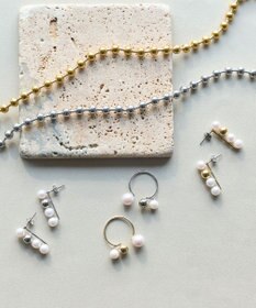 Phoebe 【金属アレルギー対応】ミックスドットピアス　ゴールド/ニッケルフリー/パール