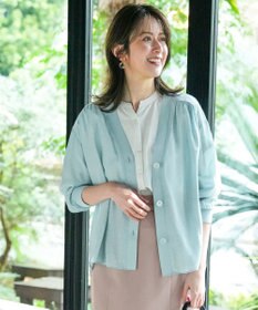 ANY SIS シアーギャザー カーディガン アイスブルー