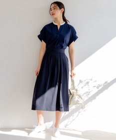 組曲 L 【洗える】バイカラージョーゼットスキッパー ブラウス