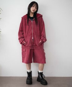 WEGO 【ウエストゴム】スウェットカーゴハーフパンツ