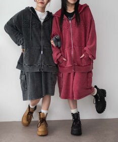 WEGO 【ウエストゴム】スウェットカーゴハーフパンツ