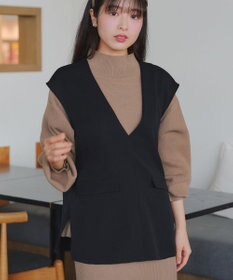 Tiaclasse 【ブラウス&ベスト&パンツ3点セット】リボンタイブラウス＋ベスト付き 3点セットアップ