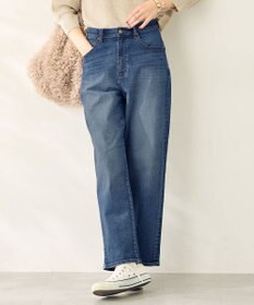 ANY 【ウエストゴム】ストレートワイドデニム フェードインディゴ