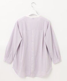 J.PRESS LADIES L ピンストライプジャージー バンドカラー スキッパー カットソー