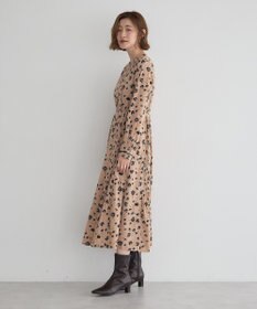 YECCA VECCA フラワー柄プリーツMIXワンピース