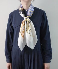 Marca ＜秋の新柄＞【Marcaオリジナル】サークルペイズリー  大判 シルクツイル スカーフ