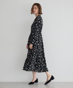 YECCA VECCA フラワー柄プリーツMIXワンピース