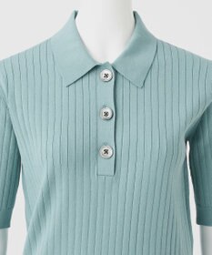 23区 【R(アール)】シルクコットン ポロカラー リブニット