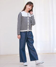 ANY KIDS ギンガム総柄ニット カーディガン