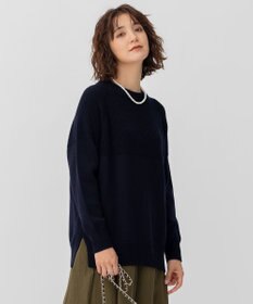 23区 【洗える】ウールコード モックネック 切り替え編み ニット