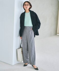 23区 L ウールミルドストレッチチェック ワイドパンツ