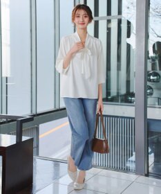 Tiaclasse 【ブラウス&ベスト&パンツ3点セット】リボンタイブラウス＋ベスト付き 3点セットアップ