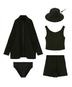 San-ai Resort（三愛水着楽園） 【WEB限定】5点セット バケットハット付きUVカット リブタンキニ+ラッシュガードセット水着【BeachQueen(ビーチクイーン）】