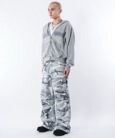 WEGO 【ユニセックス着用ITEM】ブリーチハトメZIPパーカー