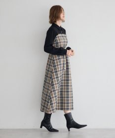 YECCA VECCA チェック柄ベアドッキングワンピース