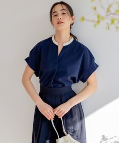 組曲 L 【洗える】バイカラージョーゼットスキッパー ブラウス