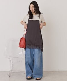 AMERICAN HOLIC イレギュラーヘムサテンレースキャミソール
