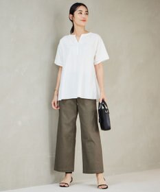 J.PRESS LADIES S 【洗える】ハイパワーデニムツイル ワイド パンツ