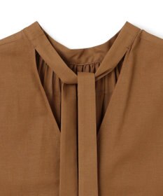 BEIGE， 【洗える】BAC / コットンバックボウタイノースリーブブラウス