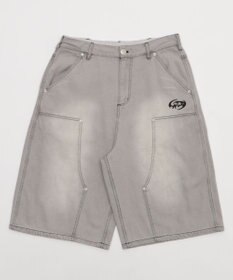 WEGO 【ユニセックス着用ITEM】ダブルニーロゴデニムショーツ