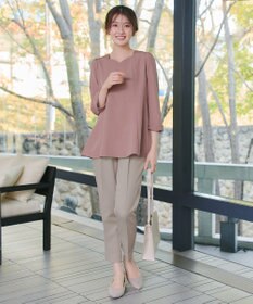 Tiaclasse 【ブラウス&ベスト&パンツ3点セット】リボンタイブラウス＋ベスト付き 3点セットアップ