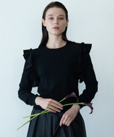 自由区 【カトリエムブーケ】Ruche フリルディテールニット ブラック