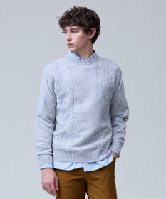 J.PRESS MEN ウール×カシミヤの上質素材【Cash Lamb's Wool】ケーブルクルーネック ニット_25年モデル