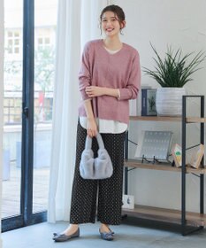 Tiaclasse 【安田美沙子さん着用・洗える】メランジVネックニットプルオーバー